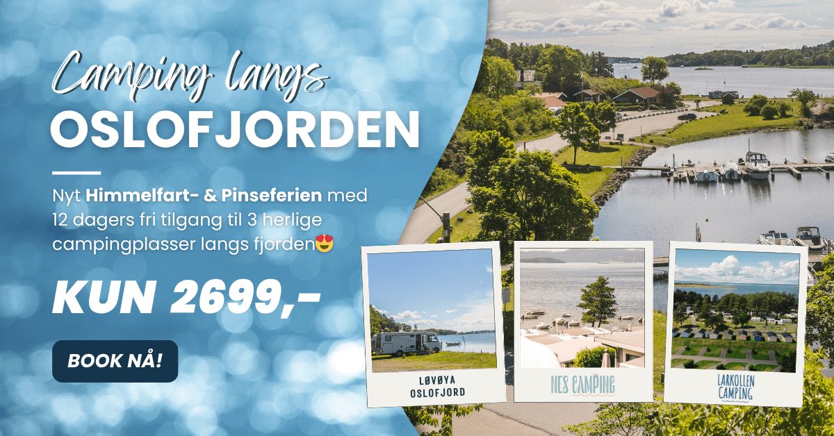 Glampingtelt og terrasserte campingområder ved Oslofjorden på Løvøya i Horten