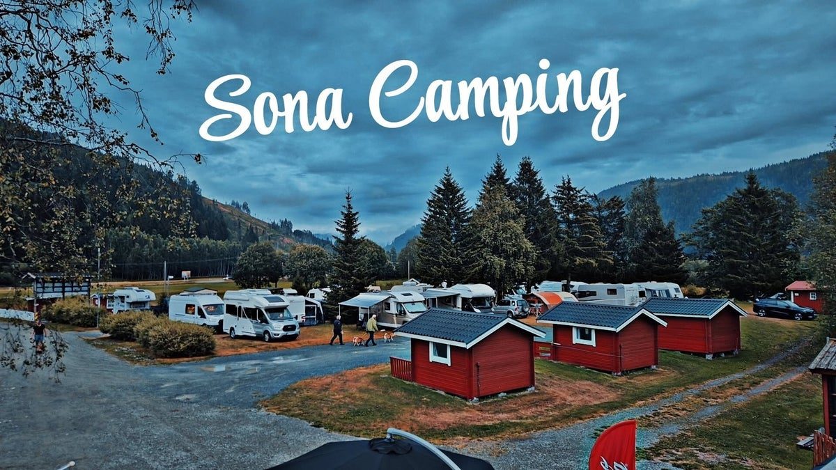 Midtkil og Sona Camping ved Stjørdalselva i Hegra med hytter og parkeringsplass