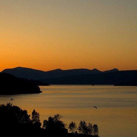 Saltkjelsnes Camping på halvøy ved Rødvenfjorden, med hytter og bobilplasser nær sjøen
