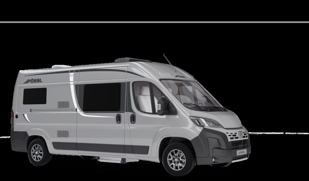 Pössl 2Win Plus kompakt campervan på Fiat Ducato i lys fargeutførelse